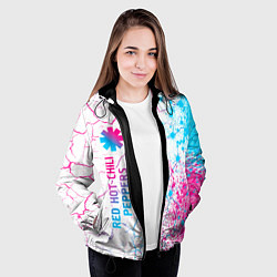 Куртка с капюшоном женская Red Hot Chili Peppers neon gradient style по-верти, цвет: 3D-черный — фото 2