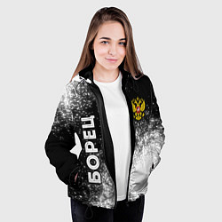 Куртка с капюшоном женская Борец из России и герб РФ вертикально, цвет: 3D-черный — фото 2