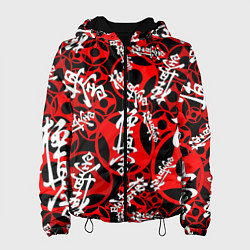 Куртка с капюшоном женская Карате киокушинкай лого паттерн, цвет: 3D-черный
