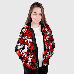 Куртка с капюшоном женская Карате киокушинкай лого паттерн, цвет: 3D-черный — фото 2