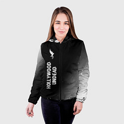 Куртка с капюшоном женская Hollywood Undead glitch на темном фоне по-вертикал, цвет: 3D-черный — фото 2