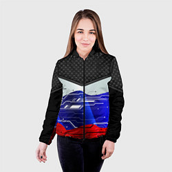 Куртка с капюшоном женская Стёганные ромбы: русский хакер, цвет: 3D-черный — фото 2