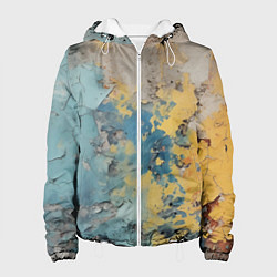 Куртка с капюшоном женская Гранжевая стена с краской, цвет: 3D-белый