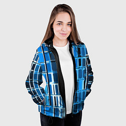 Куртка с капюшоном женская Синие прямоугольники, цвет: 3D-черный — фото 2