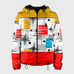 Куртка с капюшоном женская Узор красного горчичного цвета, цвет: 3D-черный