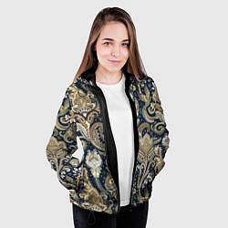 Куртка с капюшоном женская Индийские этнические узоры пейсли, цвет: 3D-черный — фото 2