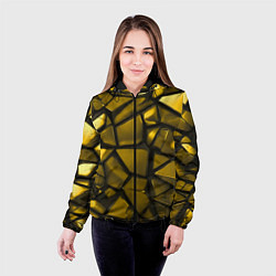 Куртка с капюшоном женская Золотые хромированные осколки, цвет: 3D-черный — фото 2