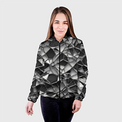 Куртка с капюшоном женская Чёрно-белая сетка, цвет: 3D-черный — фото 2