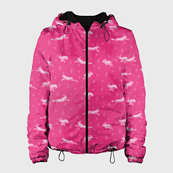 Куртка с капюшоном женская Розовые зайцы, цвет: 3D-черный