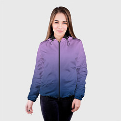Куртка с капюшоном женская Рассвет розовый и синий градиент 3d, цвет: 3D-черный — фото 2