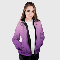 Куртка с капюшоном женская Нежный розовый и насыщенный малиновый градиент, цвет: 3D-черный — фото 2
