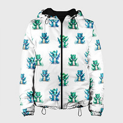 Женская куртка Дракончики зеленые и синие - паттерн акварельный