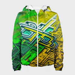 Куртка с капюшоном женская Криптоабстракция, цвет: 3D-белый