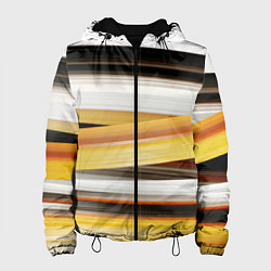 Куртка с капюшоном женская Черные белые желтые полосы, цвет: 3D-черный