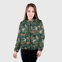 Куртка с капюшоном женская Goblincore - лес зверей, цвет: 3D-черный — фото 2