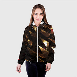 Куртка с капюшоном женская Золотые камни абстракт, цвет: 3D-белый — фото 2