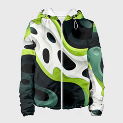 Женская куртка Белая вязкая текстура на зеленой