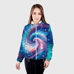 Куртка с капюшоном женская Галактический тай-дай, цвет: 3D-белый — фото 2