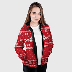 Куртка с капюшоном женская Новогодний свитер с драконами, цвет: 3D-черный — фото 2