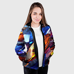 Куртка с капюшоном женская Прозрачные блестящие камни, цвет: 3D-черный — фото 2