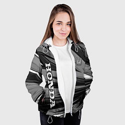 Куртка с капюшоном женская Honda - монохромный спортивный, цвет: 3D-белый — фото 2