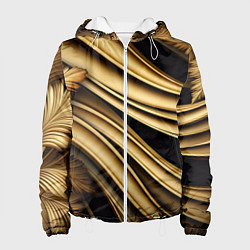 Куртка с капюшоном женская Золотая объемная абстракция, цвет: 3D-белый