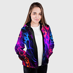 Куртка с капюшоном женская Камуфляж из ярких красок, цвет: 3D-черный — фото 2