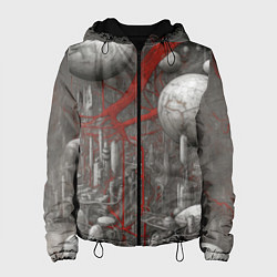 Куртка с капюшоном женская Биотехнический городской пейзаж, цвет: 3D-черный