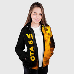 Куртка с капюшоном женская GTA 6 - gold gradient по-вертикали, цвет: 3D-черный — фото 2