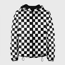 Куртка с капюшоном женская Шахматное поле чёрно-белый, цвет: 3D-черный