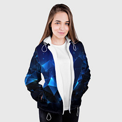 Куртка с капюшоном женская Синяя геометрическая абстракция, цвет: 3D-белый — фото 2