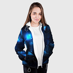 Куртка с капюшоном женская Синяя геометрическая абстракция, цвет: 3D-белый — фото 2