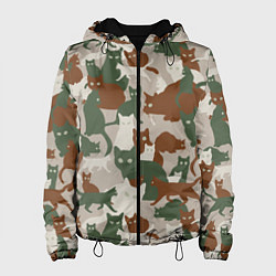 Куртка с капюшоном женская Кошки - камуфляж, цвет: 3D-черный