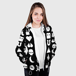 Куртка с капюшоном женская Любовь смерть и роботы паттерн, цвет: 3D-белый — фото 2