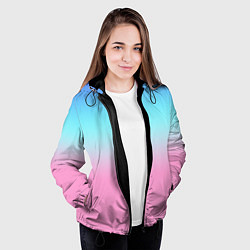 Куртка с капюшоном женская Синий и голубо-розовый градиент, цвет: 3D-черный — фото 2