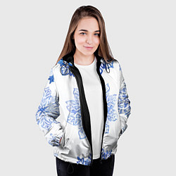 Куртка с капюшоном женская Снежинки в ряд, цвет: 3D-черный — фото 2