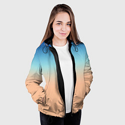 Куртка с капюшоном женская Сине-бежевый градиент, цвет: 3D-черный — фото 2