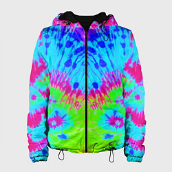 Куртка с капюшоном женская Tie-Dye abstraction, цвет: 3D-черный