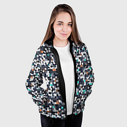 Куртка с капюшоном женская Мозаика серый, цвет: 3D-черный — фото 2