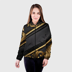 Куртка с капюшоном женская Лепнина объемные узоры золотые, цвет: 3D-черный — фото 2