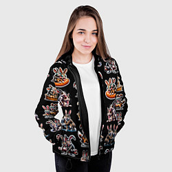 Куртка с капюшоном женская Кролики - Камасутра позы, цвет: 3D-черный — фото 2