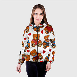 Куртка с капюшоном женская Мишки с сердцами - персонажи из Слово пацана, цвет: 3D-черный — фото 2