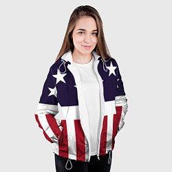 Куртка с капюшоном женская Флаг Америки, цвет: 3D-белый — фото 2