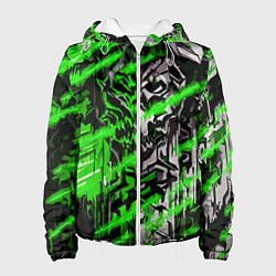 Женская куртка Железный череп и зелёные линии