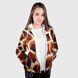 Куртка с капюшоном женская Пятнистый мех жирафа, цвет: 3D-белый — фото 2