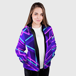 Куртка с капюшоном женская Neon Geometric, цвет: 3D-черный — фото 2
