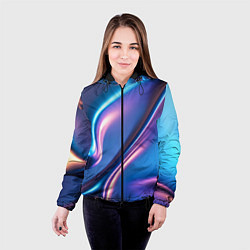 Куртка с капюшоном женская Сплав металла голографический, цвет: 3D-черный — фото 2