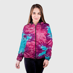 Куртка с капюшоном женская Тай-дай пятна, цвет: 3D-черный — фото 2