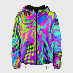 Куртка с капюшоном женская Психоделический глитч, цвет: 3D-черный