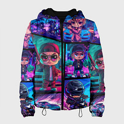 Куртка с капюшоном женская GTA chibi style, цвет: 3D-черный